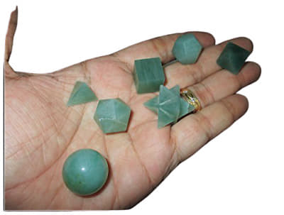 Green Aventurine Sacred Geometry Kit, Carved Shapes E-0001