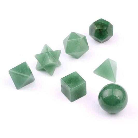 Green Aventurine Sacred Geometry Kit, Carved Shapes E-0001