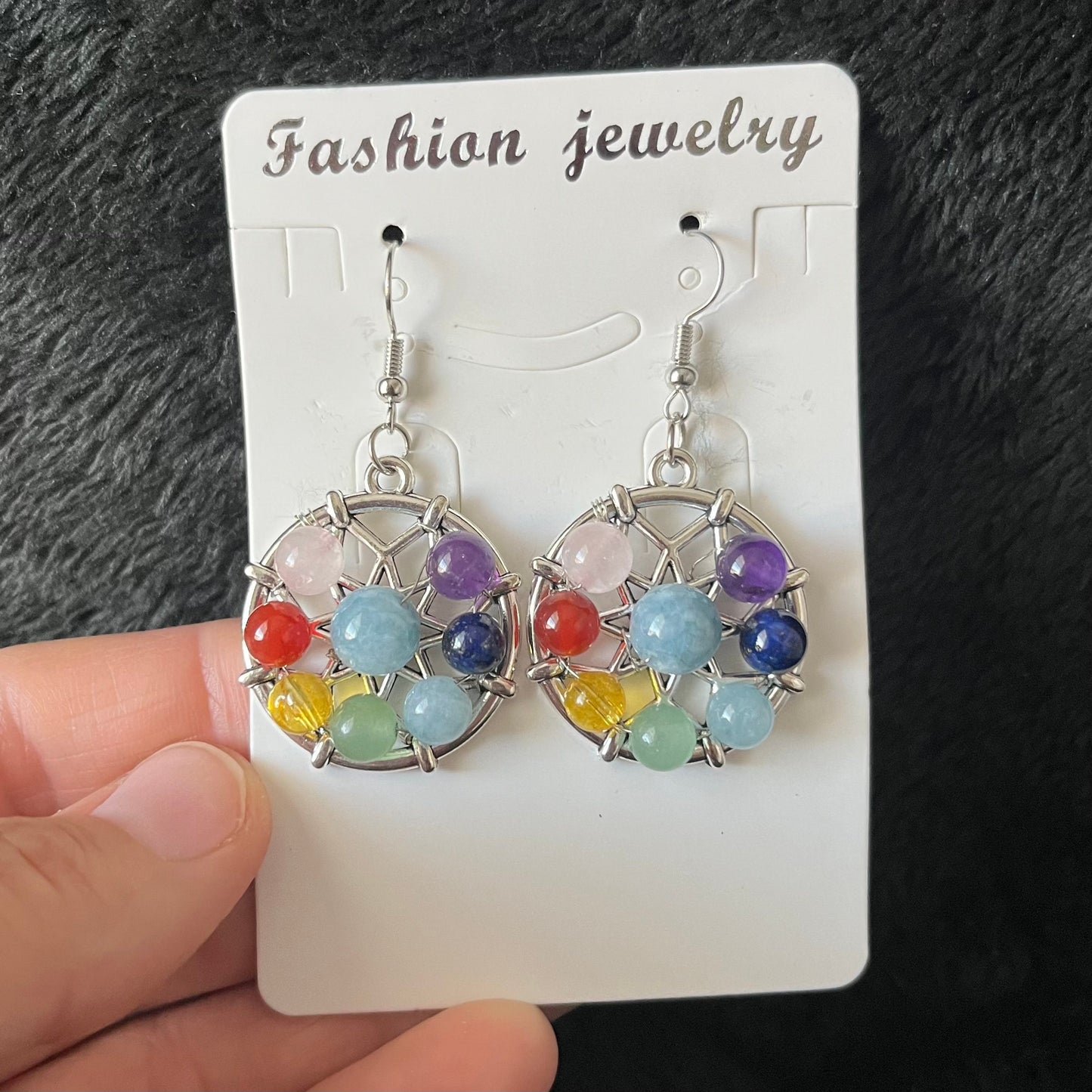 Chakra Gemstone, DreamCatcher Earrings EAR-0064