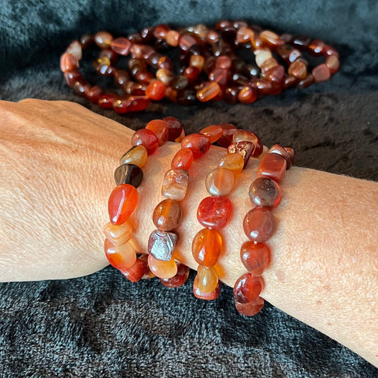 Carnelian Agate Chunky Pebble Bracelet BRC-0212