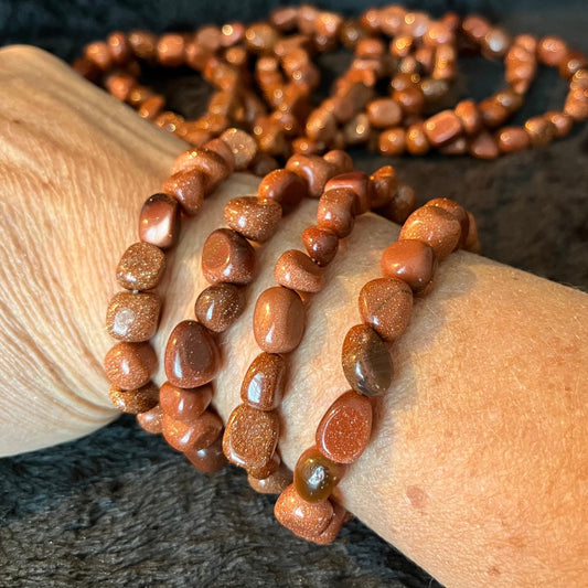 Goldstone Chunky Pebble Bracelet BRC-0095