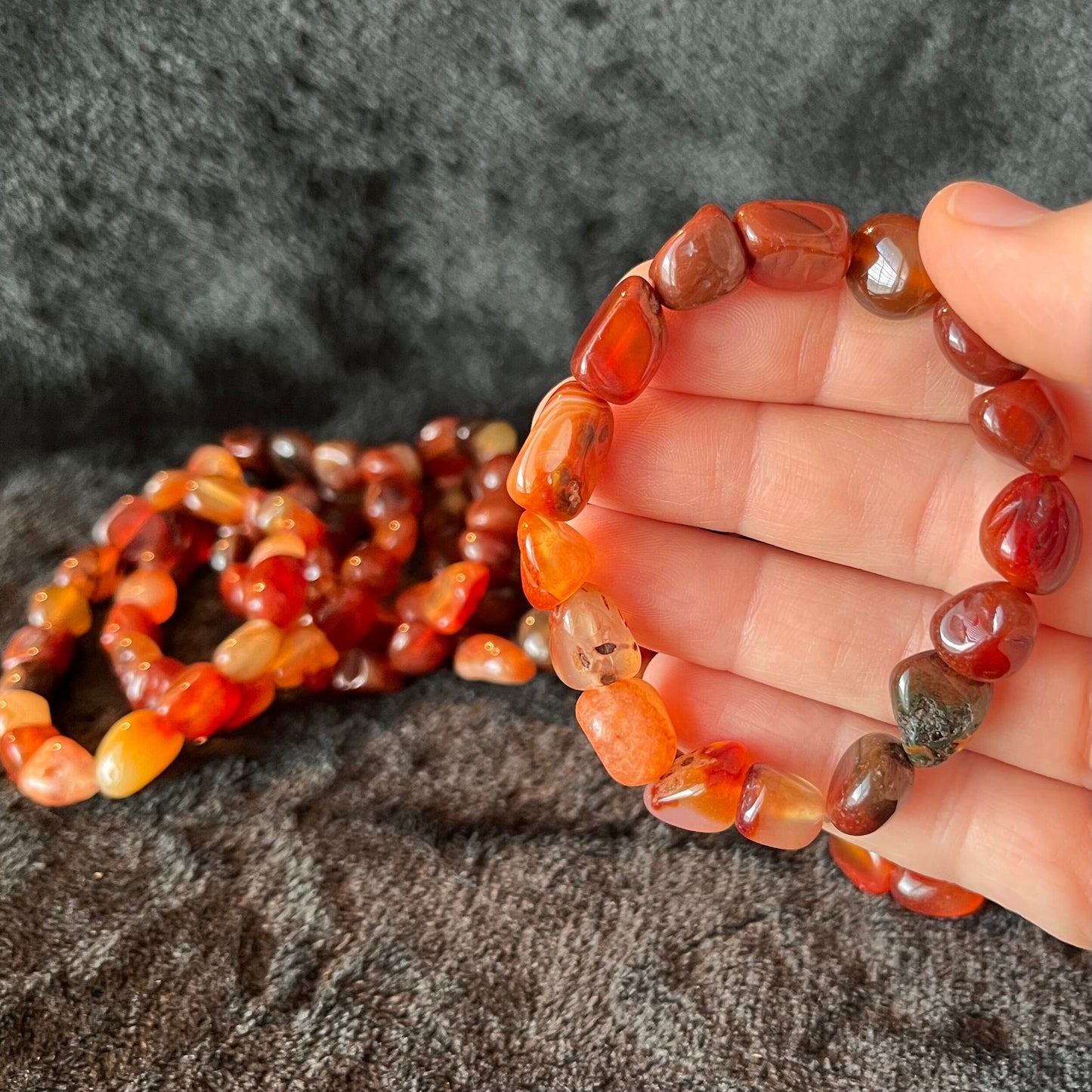 Carnelian Agate Chunky Pebble Bracelet BRC-0212