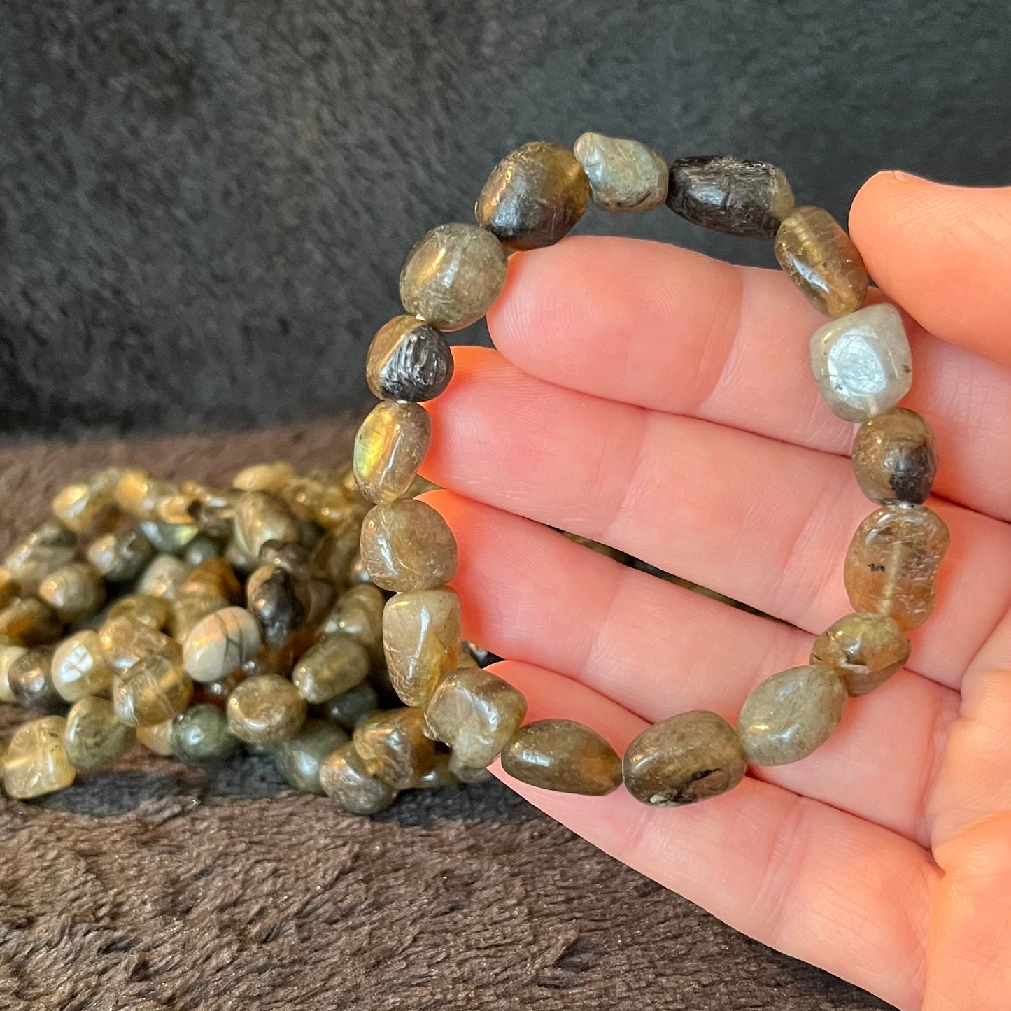 Labradorite Chunky Pebble Bracelet BRC-0206