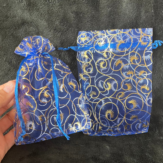 Blue Metallic Swirl Organza Bag (Approx. 4” x 6") BAG-0090