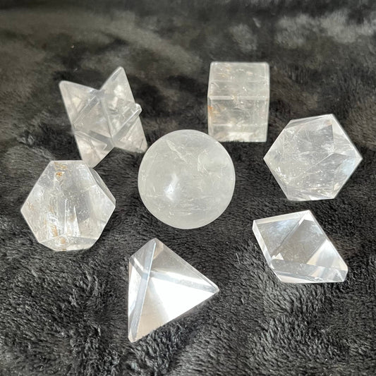 Clear Quartz 7-piece Sacred Geometry Set (Approx. 25mm) E-0030