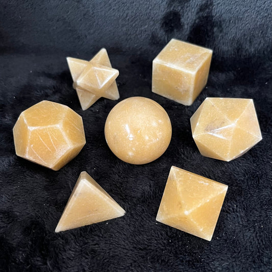 Yellow Aventurine 7-piece Sacred Geometry Set (Approx. 25mm) E-0021