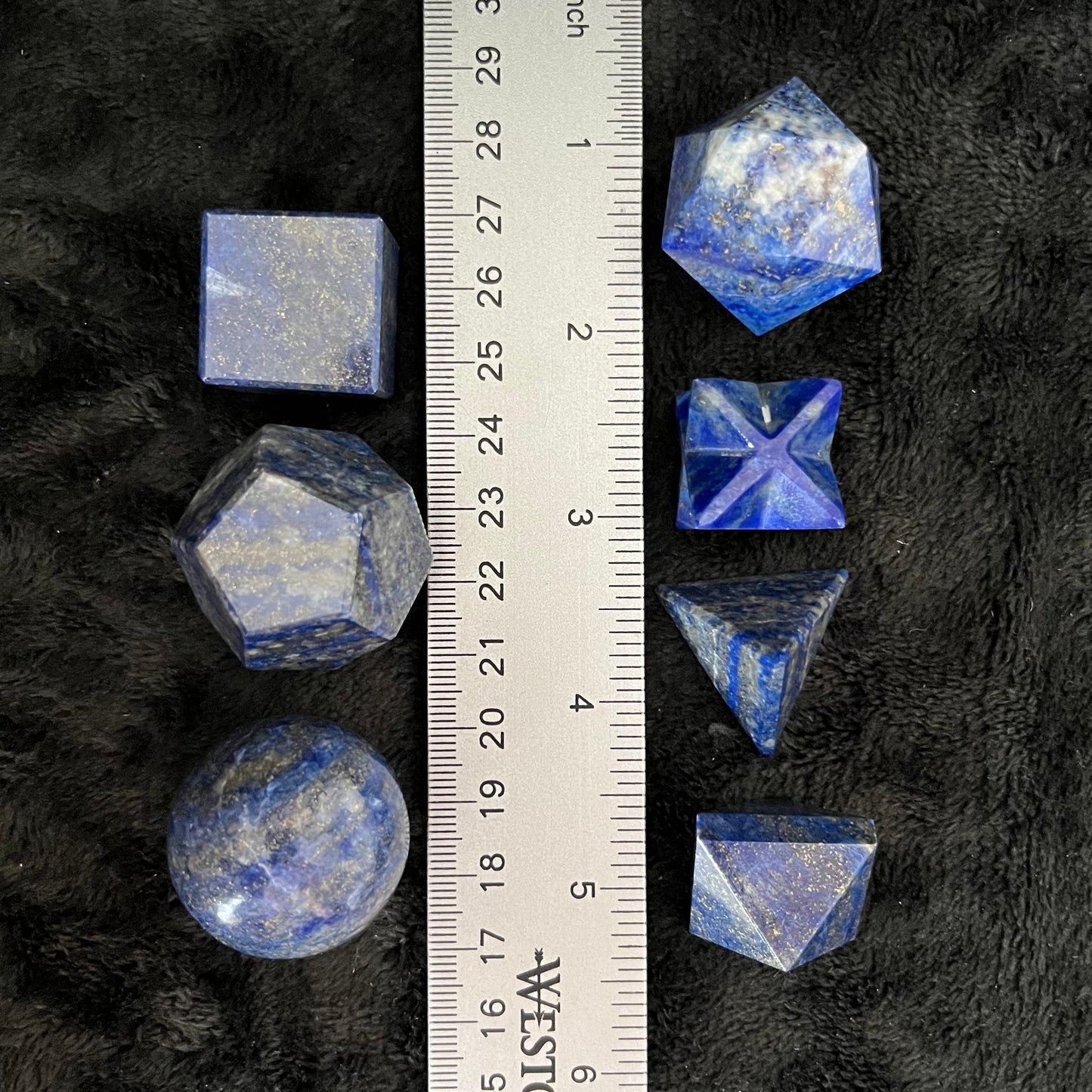 Lapis Lazuli 7-piece Sacred Geometry Set (Approx. 25mm) E-0025