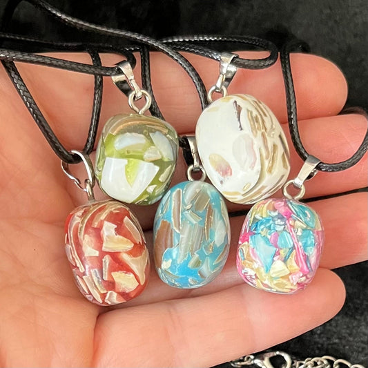 Tumbled Sea Shell Necklace (Resin), Assorted Colors 1181