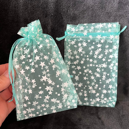 Sea Blue Star Organza Bag (Approx. 4” X 6”) BAG-0170 Shop Wholesale Crystals