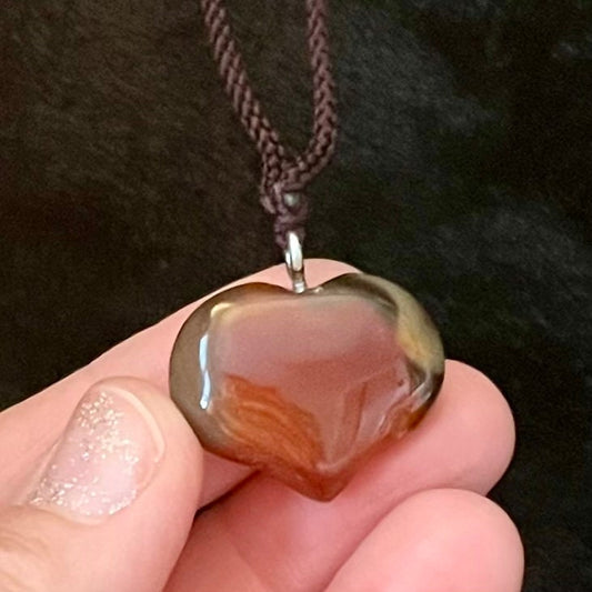 Carnelian Agate Puffy Heart Necklace NCK-2710