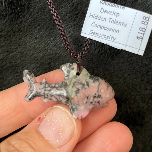 Rhodonite Shark Necklace  NCK-2721 Shop Wholesale Crystals