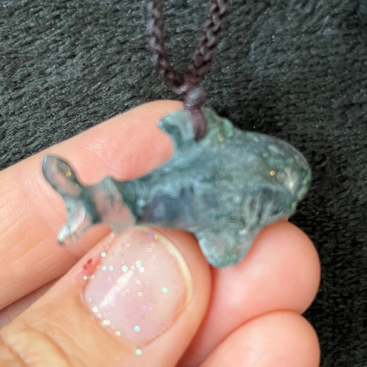 Moss Agate  Shark Necklace  NCK-2726