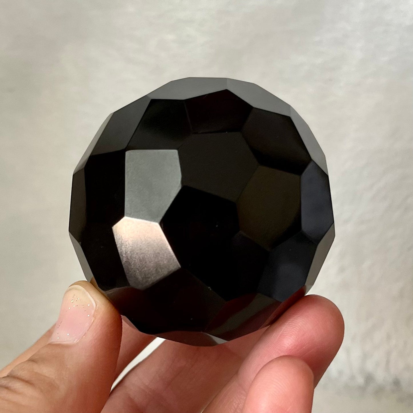 Black Agate Faceted Sphere,  (Approx. 60mm) WB-0014