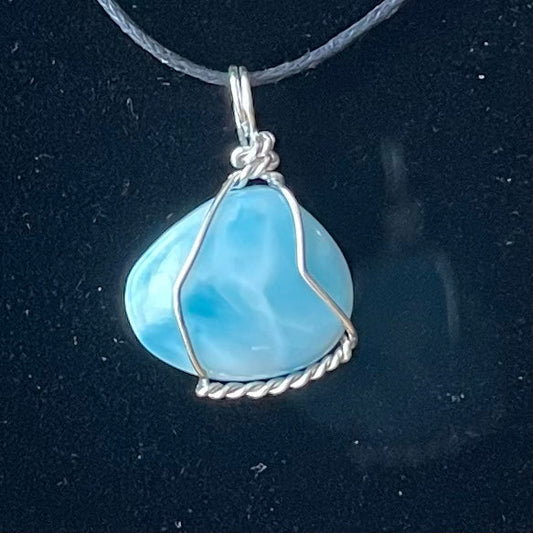 Larimar Wire Wrapped Necklace WN-0050