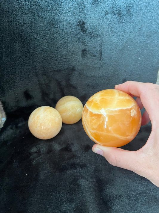 Orange Calcite Spheres, 1 Pound Lot (Approx. 55-75mm) WB-0017