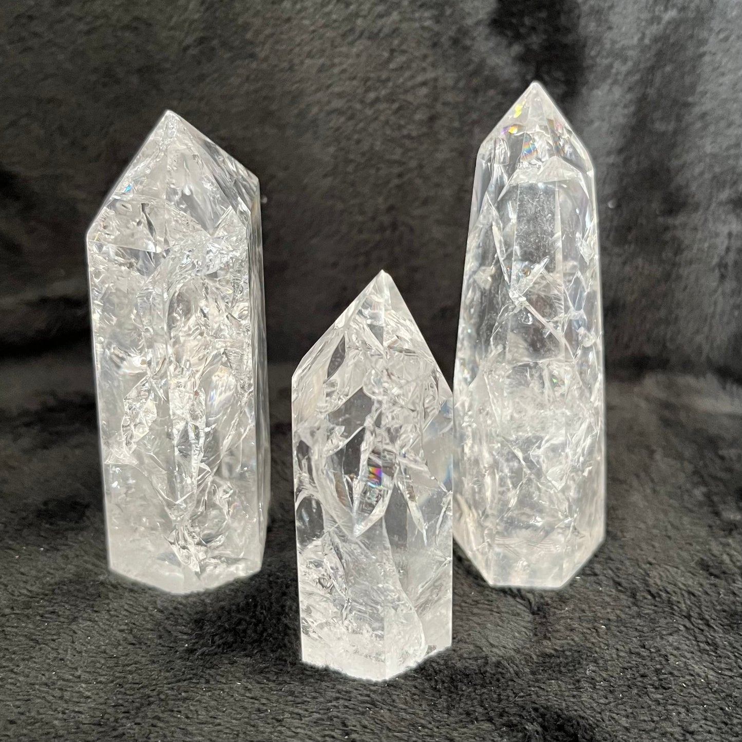 Rainbow Crackle Quartz Obelisk, 1 pound, WO-0036