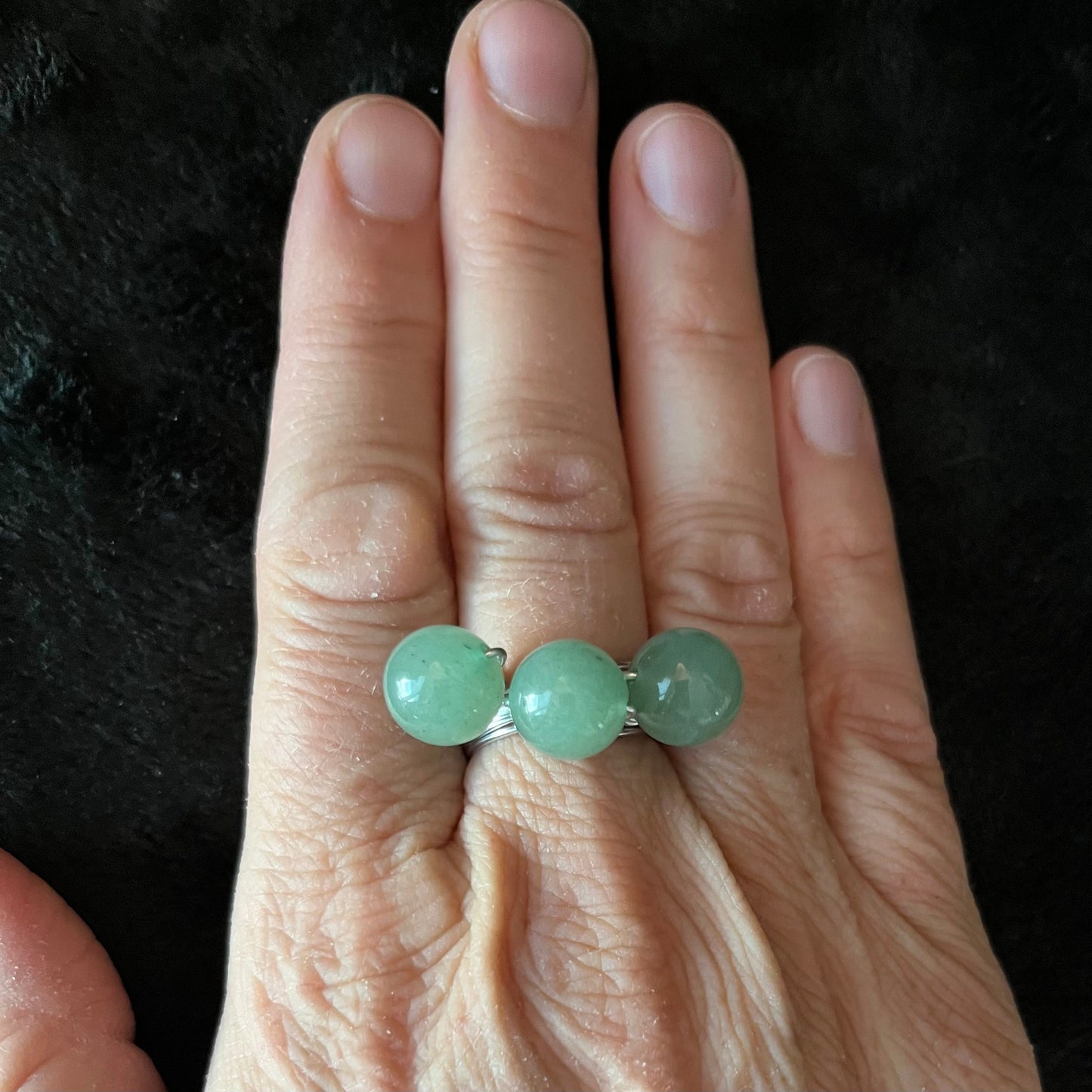 Green Aventurine Wire Wrapped Ring (Size 8)  1184