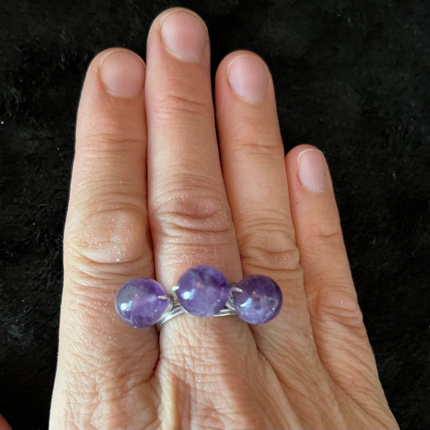 Amethyst Wire Wrapped Ring (Size 8)  1185