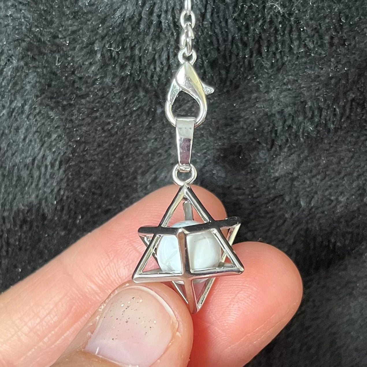 White Howlite Merkaba Pendulum PND-0016