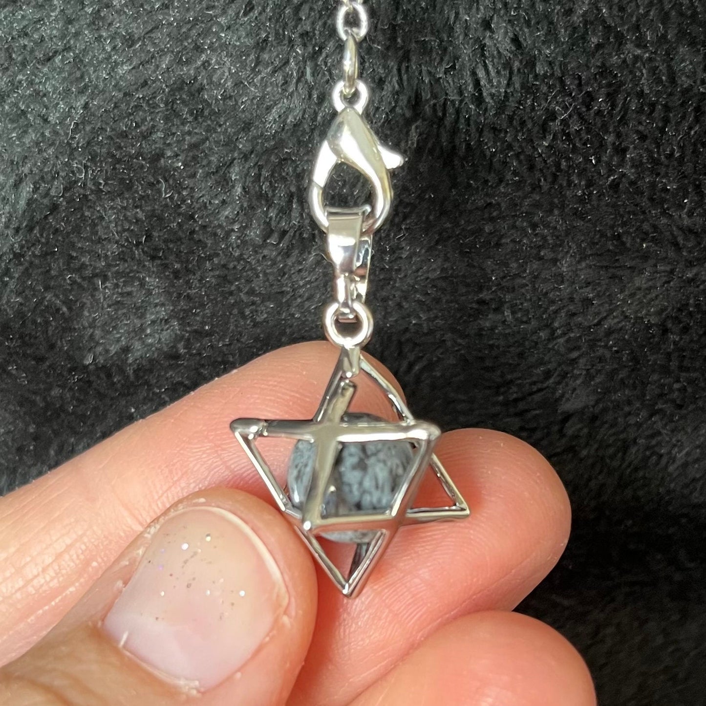 Snowflake Obsidian Merkaba Pendulum PND-0017