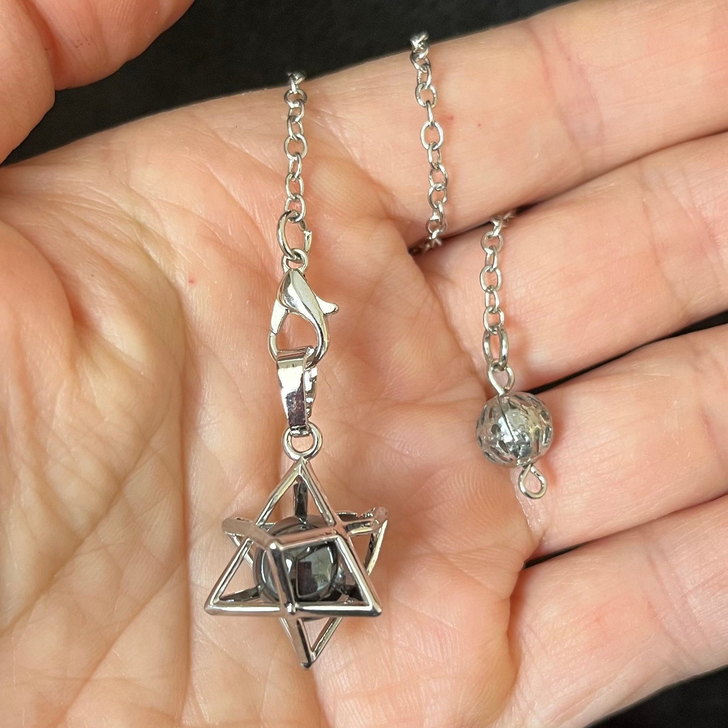 Hematite Merkaba Pendulum PND-0015