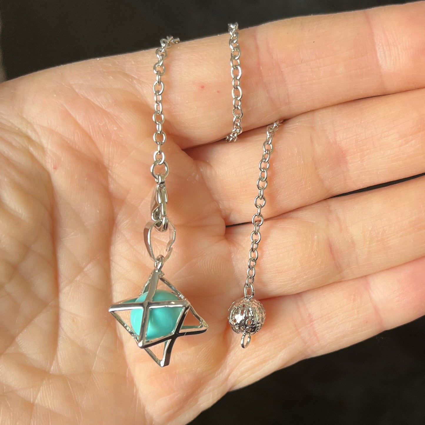 Sea Blue Howlite Merkaba Pendulum PND-0031