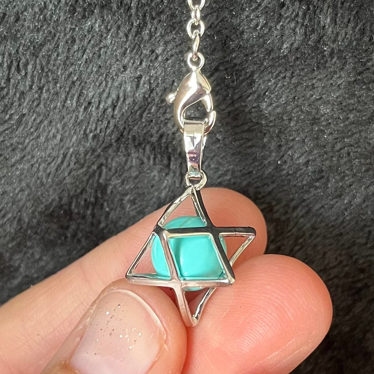 Sea Blue Howlite Merkaba Pendulum PND-0031