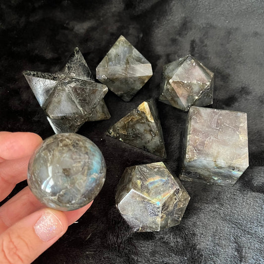 Labradorite 7-piece Sacred Geometry Set   (Approx. 45-55mm) F-0050