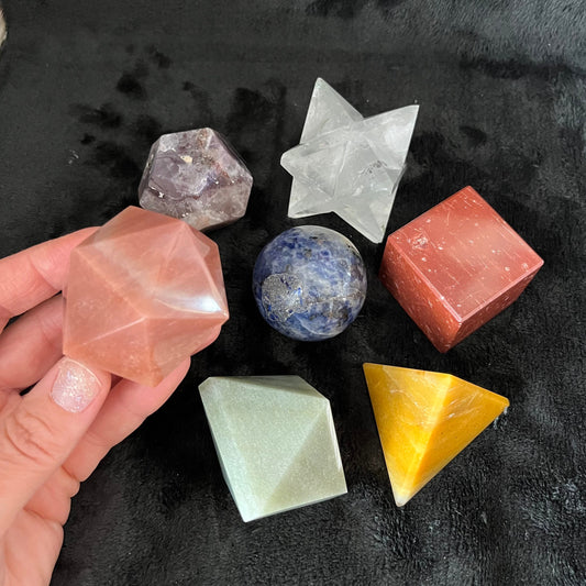 Chakra Gemstone  7-piece Sacred Geometry Set   (Approx. 45-55mm) F-0054