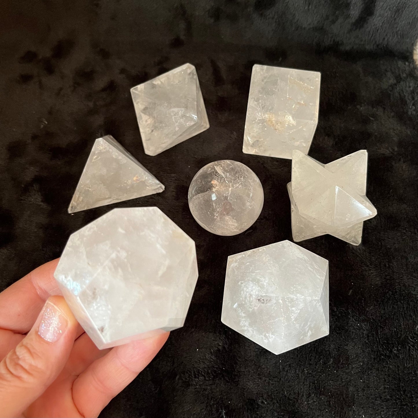 Clear Quartz  7-piece Sacred Geometry Set   (Approx. 45-55mm) F-0056