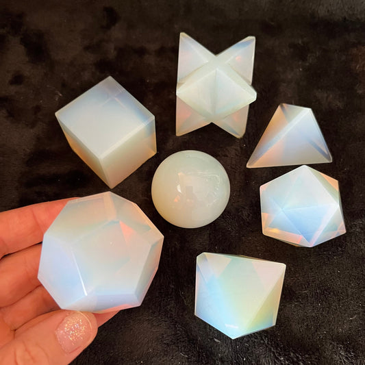 Opalite  7-piece Sacred Geometry Set   (Approx. 45-55mm) F-0061