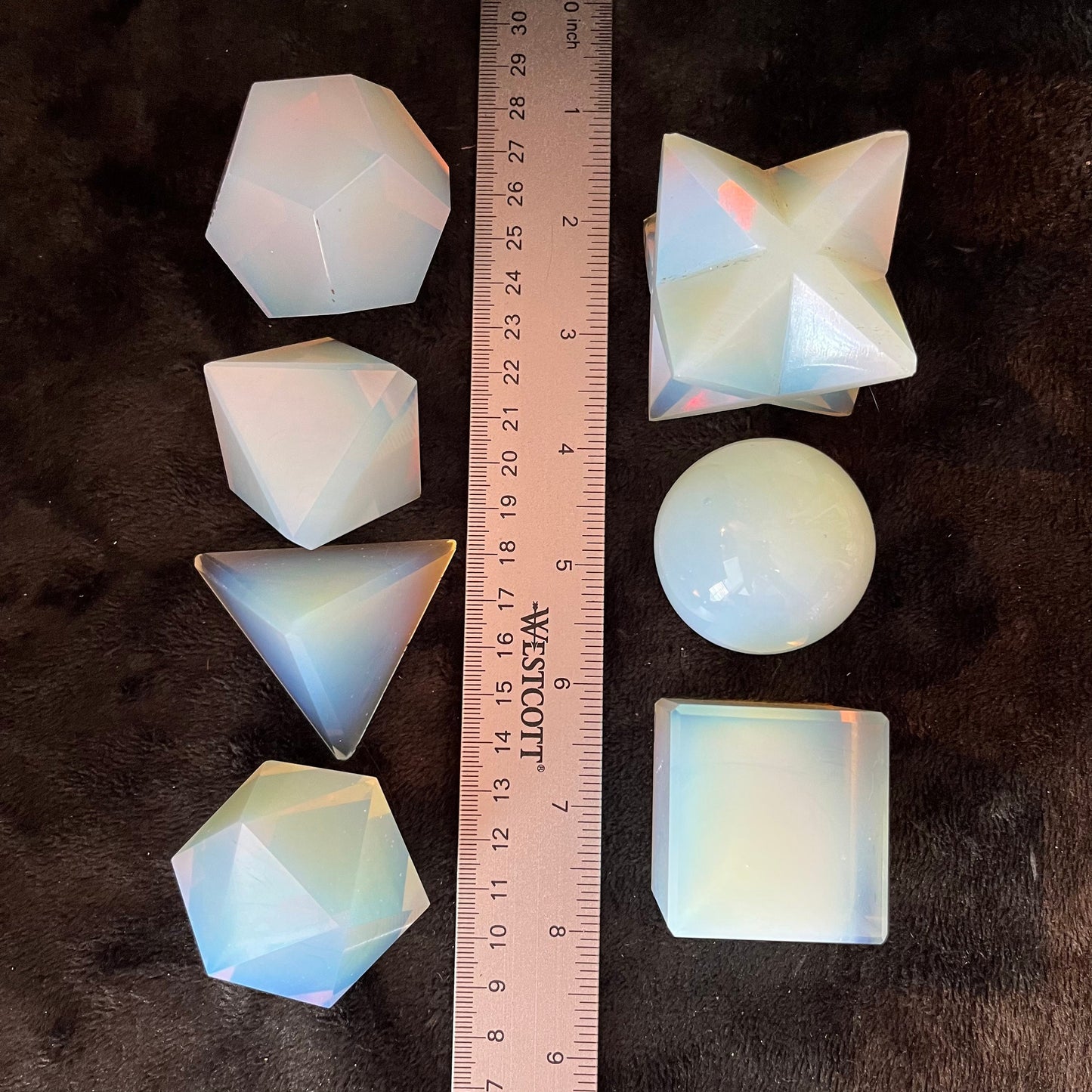 Opalite  7-piece Sacred Geometry Set   (Approx. 45-55mm) F-0061