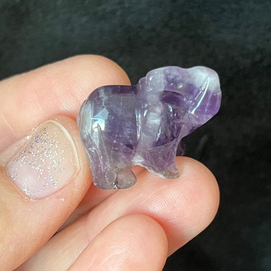 Amethyst Carved Elephant (Approx. 1”) 0102