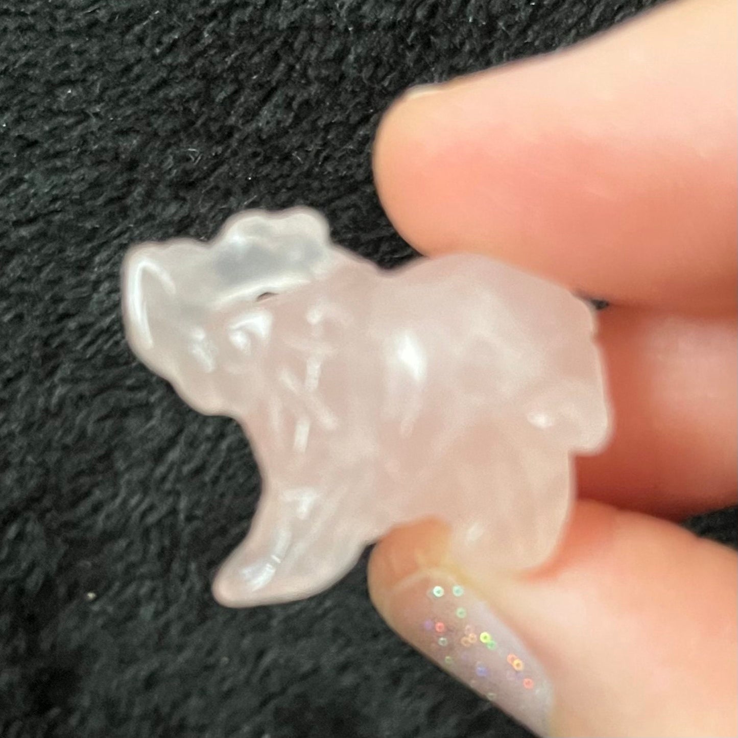 Rose Quartz  Carved Elephant (Approx. 1”) 0052