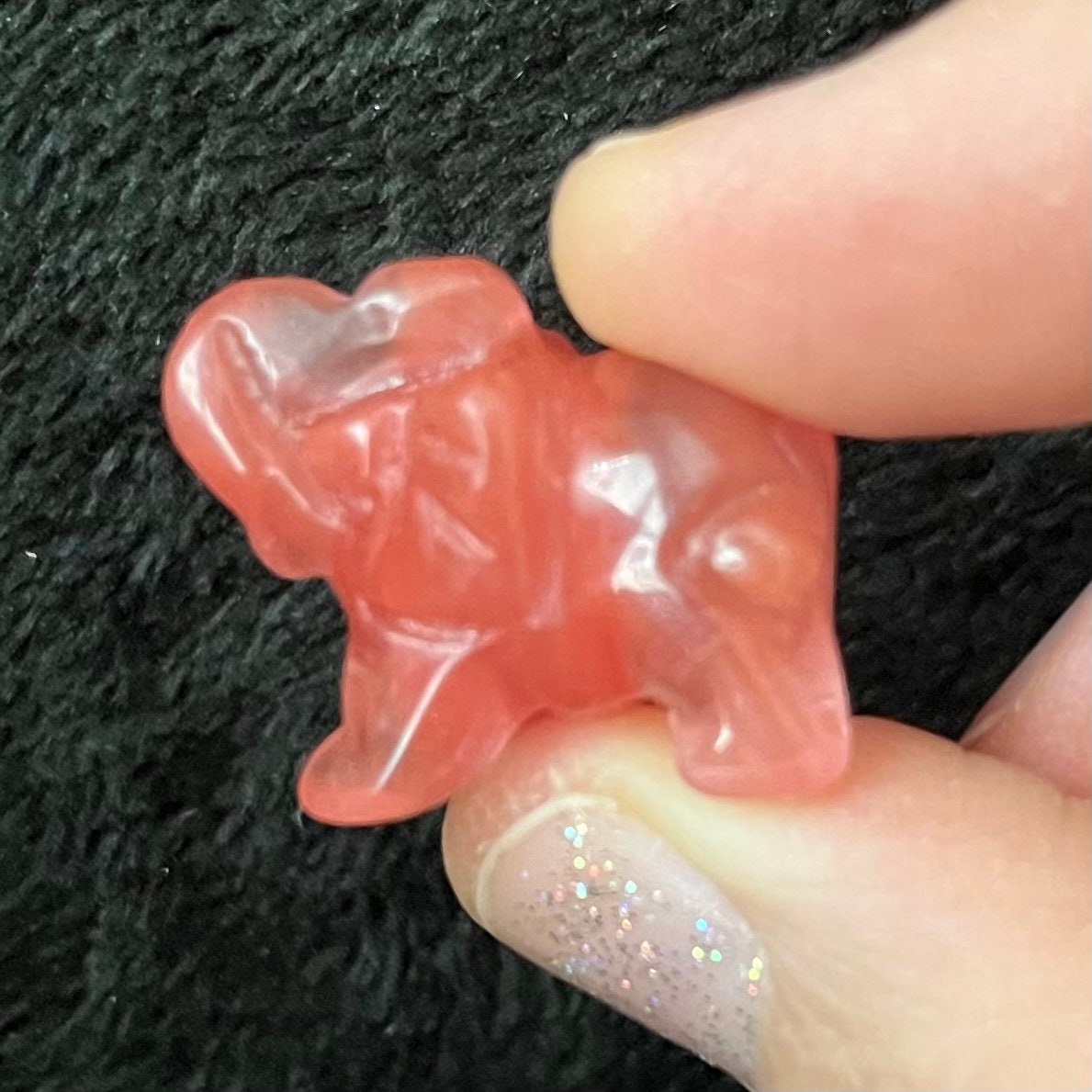 Cherry Quartz  Carved Elephant (Approx. 1”) 0066