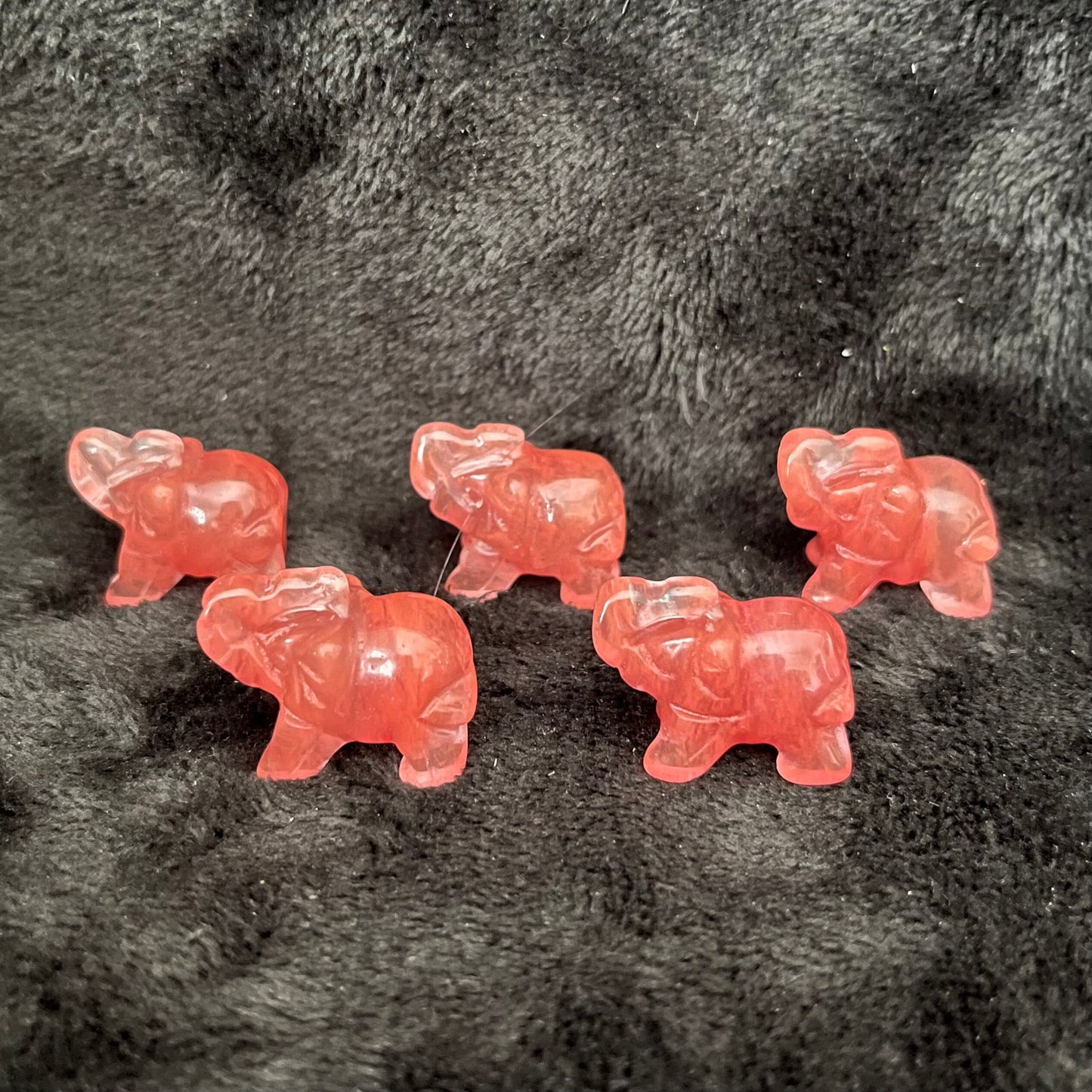 Cherry Quartz  Carved Elephant (Approx. 1”) 0066