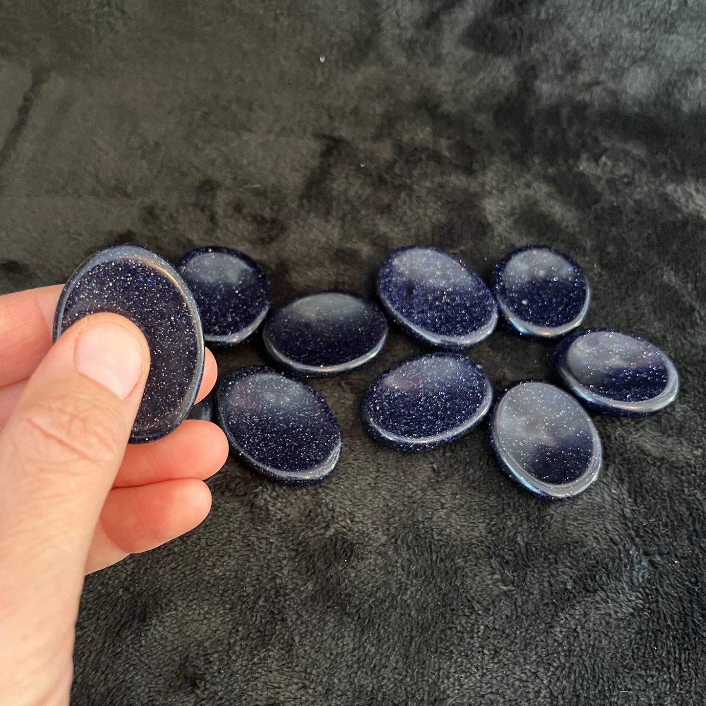 Blue Goldstone Worry Stone, Small, Handmade 1416