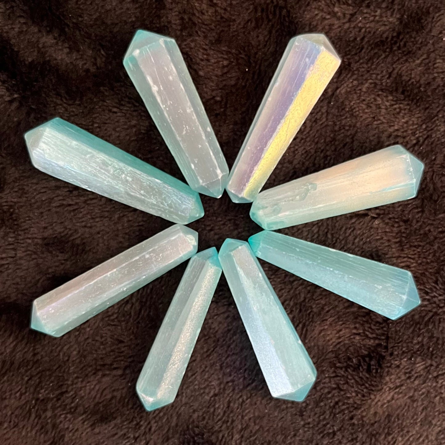 Aqua Blue Selenite Crystal Point (Approx. 1 1/2” - 1 3/4”) 1519