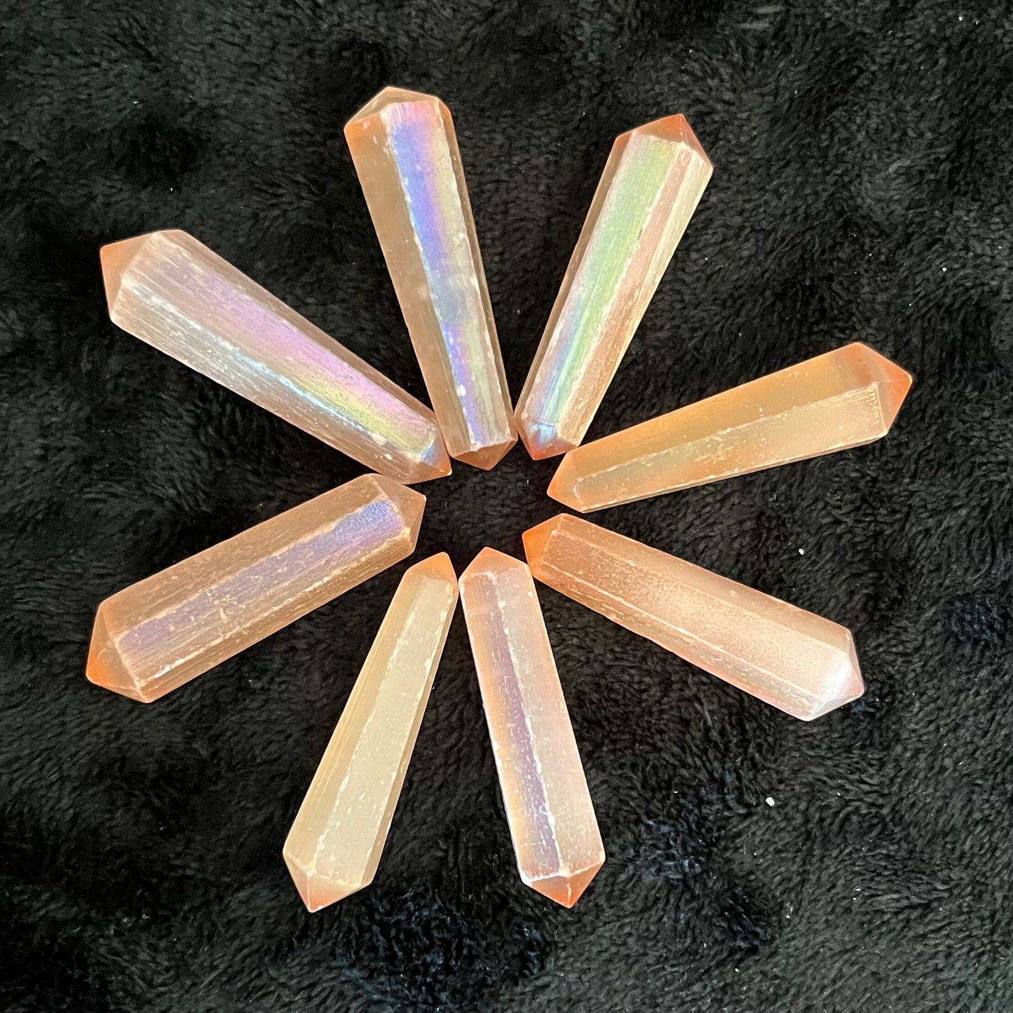 Peach Aura Selenite Crystal Point (Approx. 1 1/2” - 1 3/4”) 1515