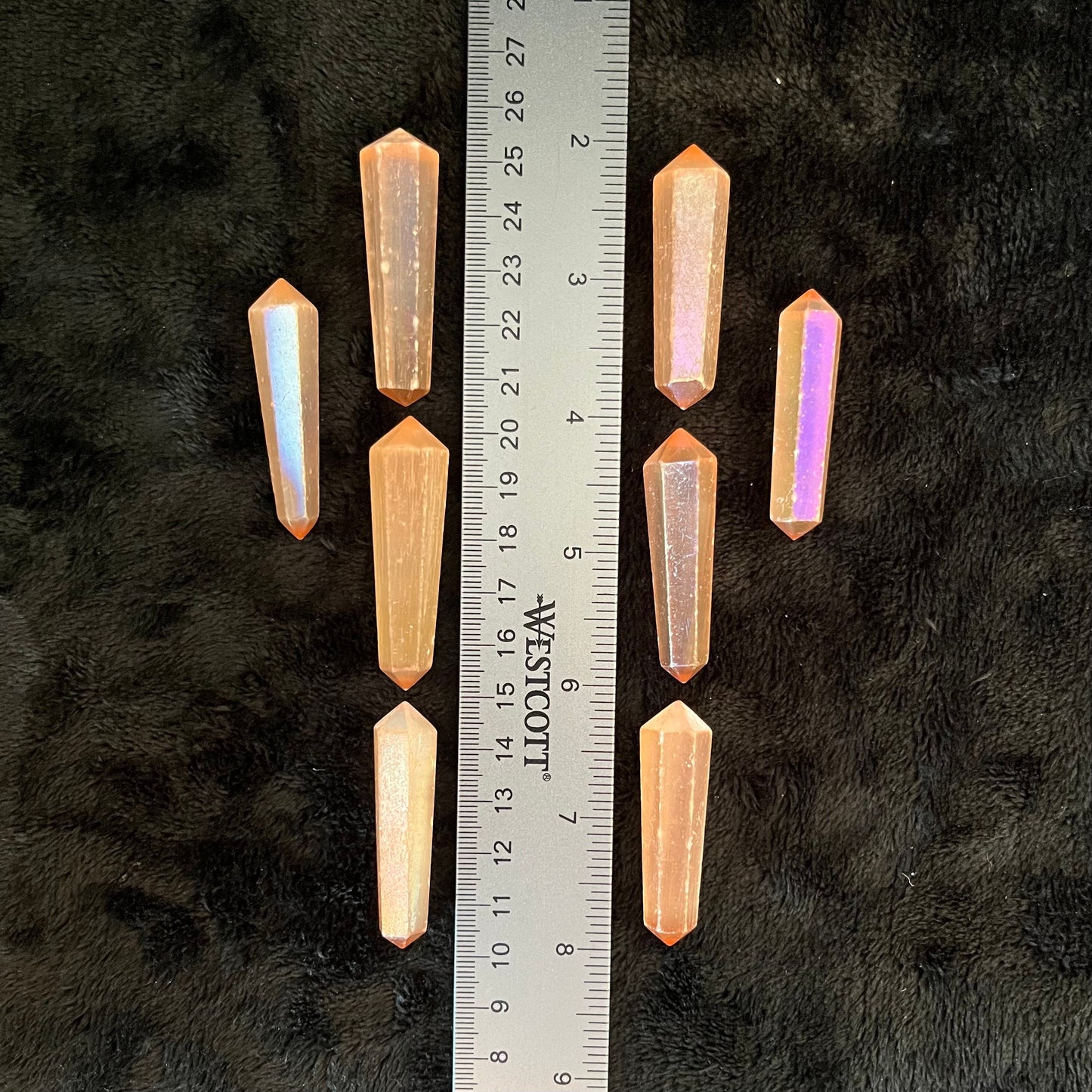 Peach Aura Selenite Crystal Point (Approx. 1 1/2” - 1 3/4”) 1515