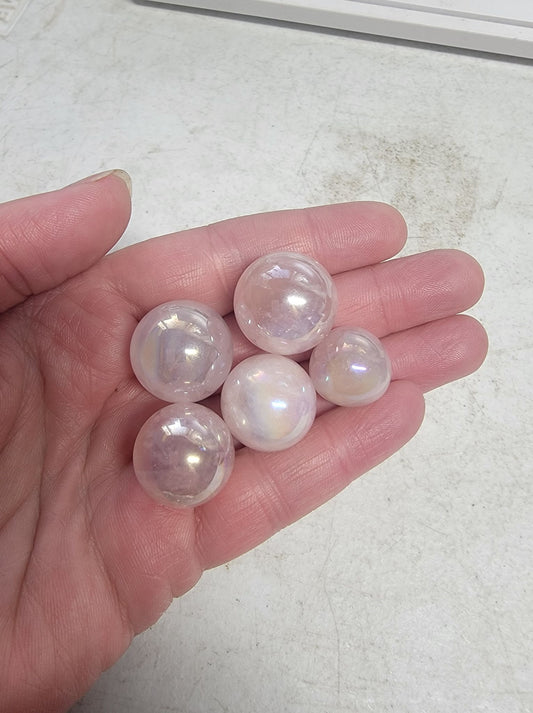 Aura Rose Quartz Stone Ball (Approx. 25mm) 0413