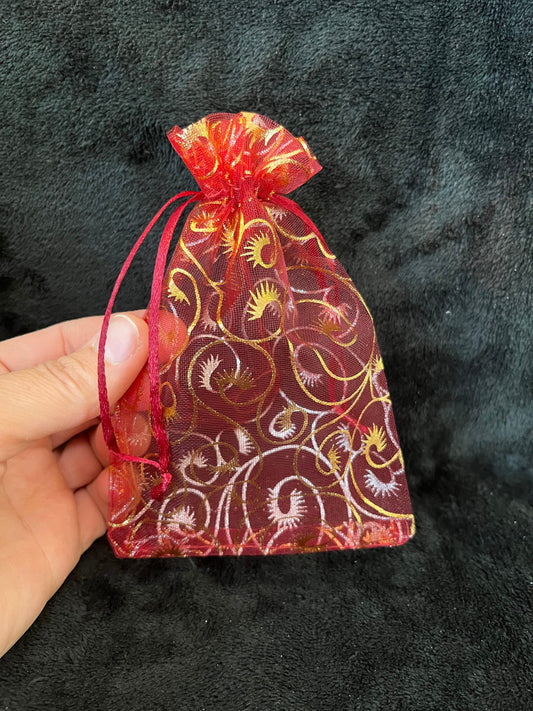 Burgundy Metallic Swirl Organza Bag (Approx. 4” X 6”) BAG-0182