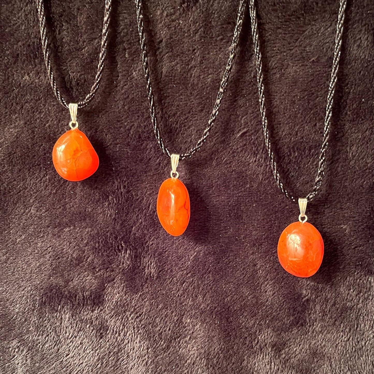 Carnelian Agate Necklace with Black Cord NCK-2742