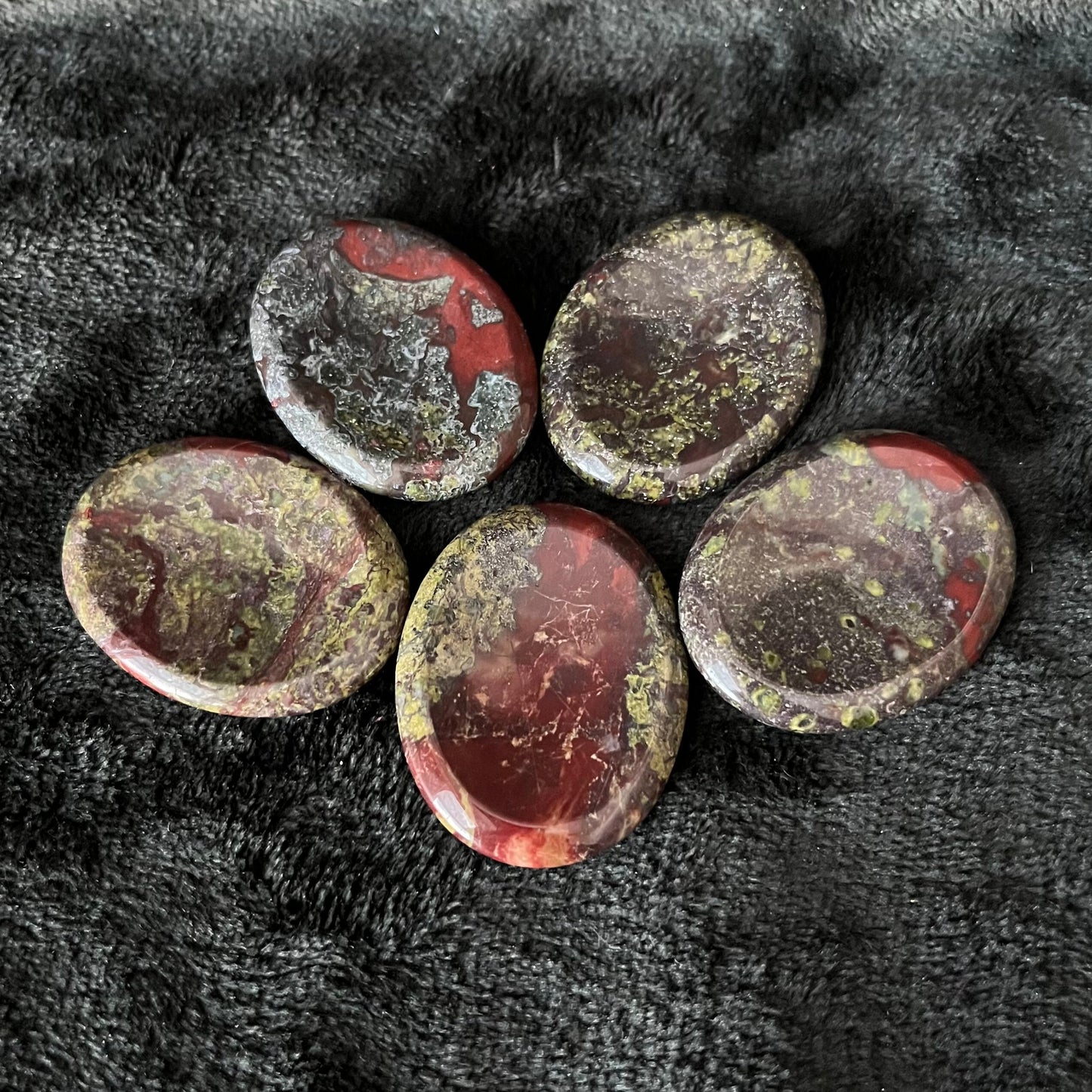 Dragon Blood Jasper Worry Stone (Approx 1 3/4” - 1 3/8”) 1378