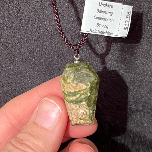 Unakite Jasper Coffin Necklace NCK-2779