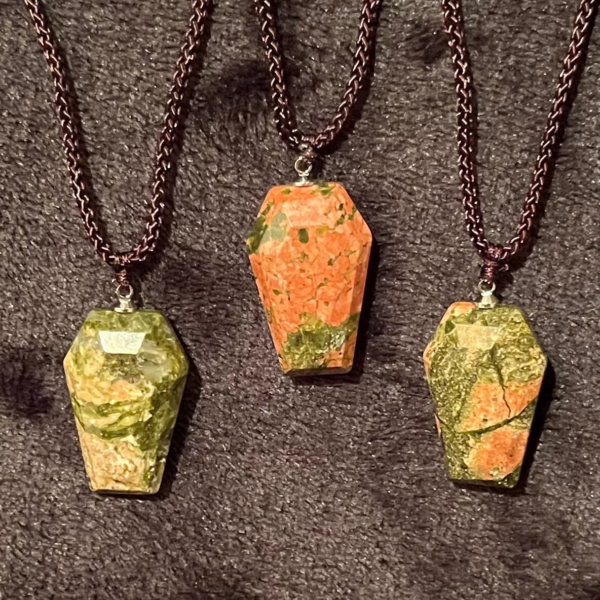 Unakite Jasper Coffin Necklace NCK-2779