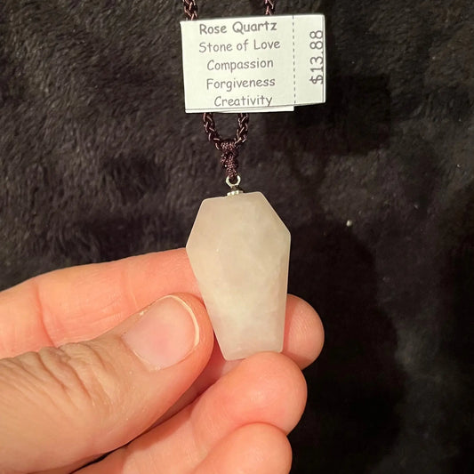 Rose Quartz Coffin Necklace NCK-2789 Shop Wholesale Crystals