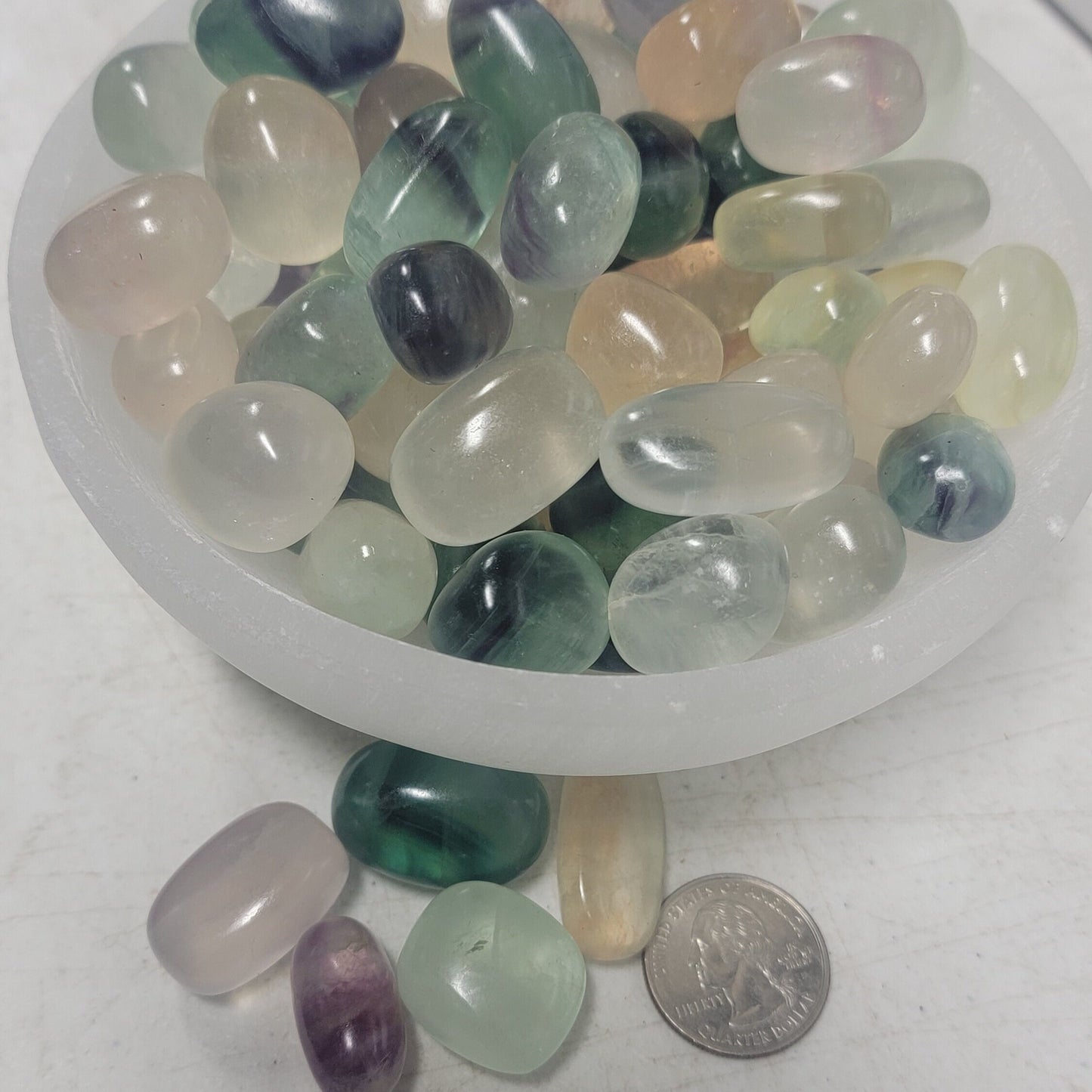 Fluorite Tumbled Stone, Assorted (Approx. 3/4" - 1 1/8") (Green, Blue, Purple, Clear, Rainbow) Crown Chakra 0746