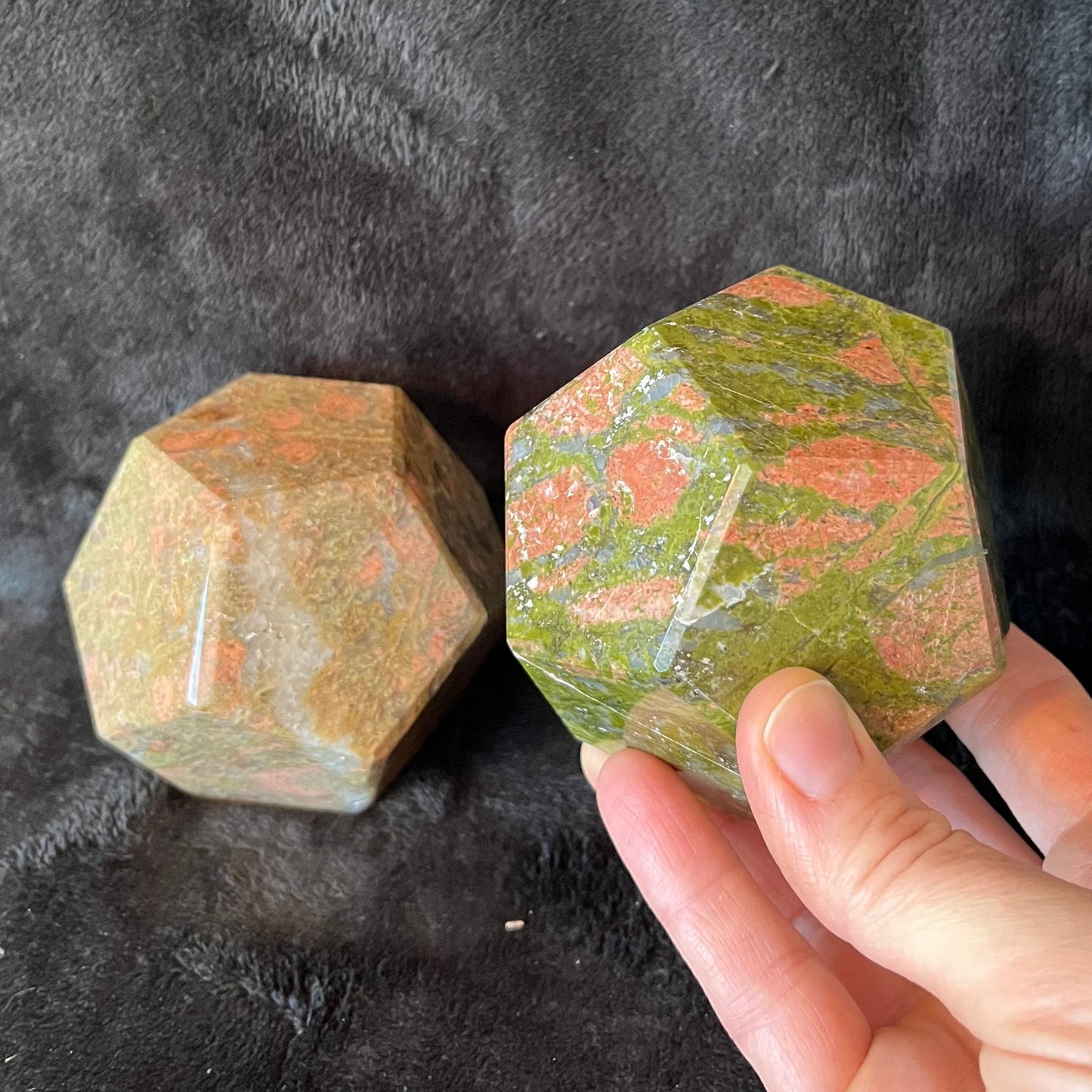 Unakite Jasper Dodecahedron, Very Large (Approx. 85mm) F-0085