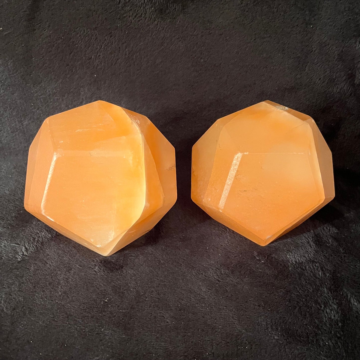 Orange Selenite Dodecahedron, Very Large (Approx. 95mm) F-0062